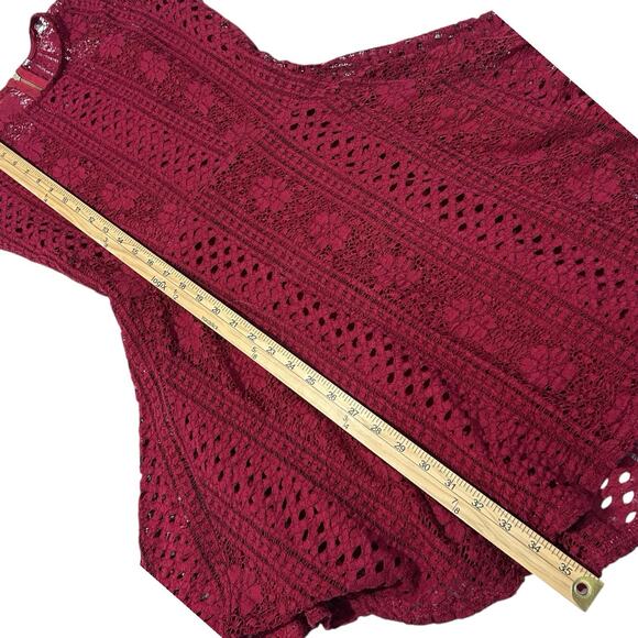 American Rag Sz S Deep Red Lace Overlay Layered Dress Fit & Flare Mini Maroon - Picture 11 of 12